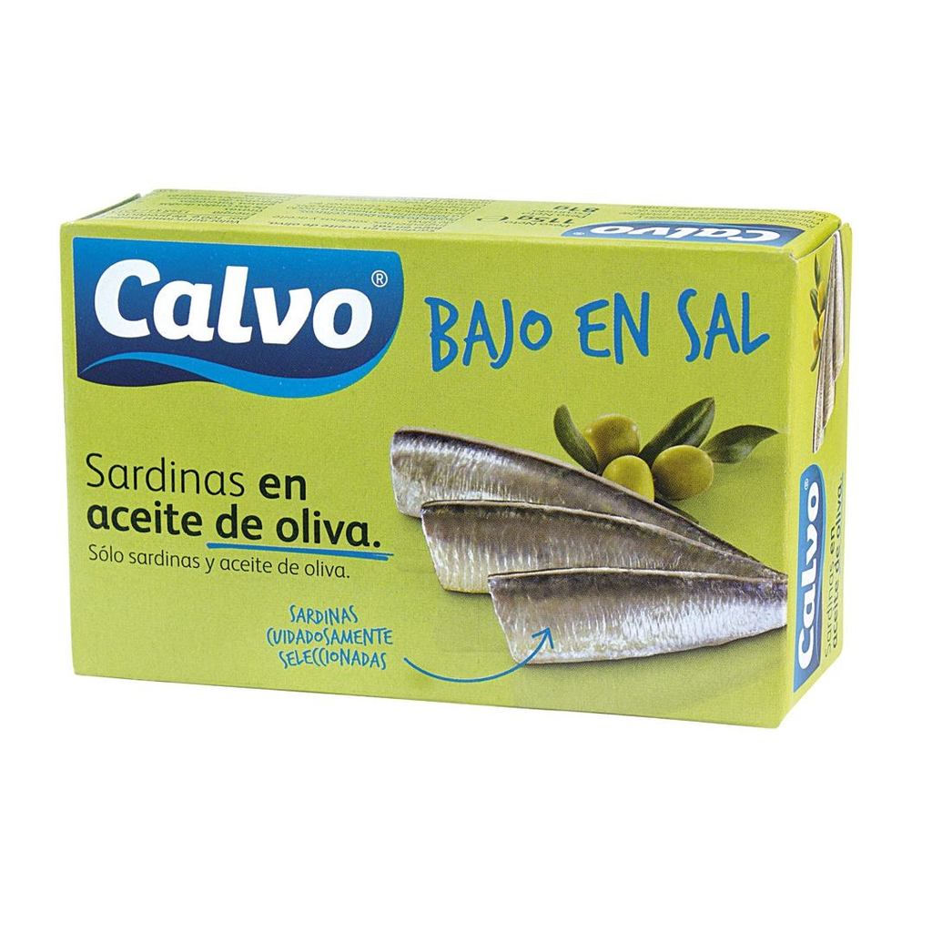 SARDINAS CALVO EN OLIVA BAJO SAL 115 GR