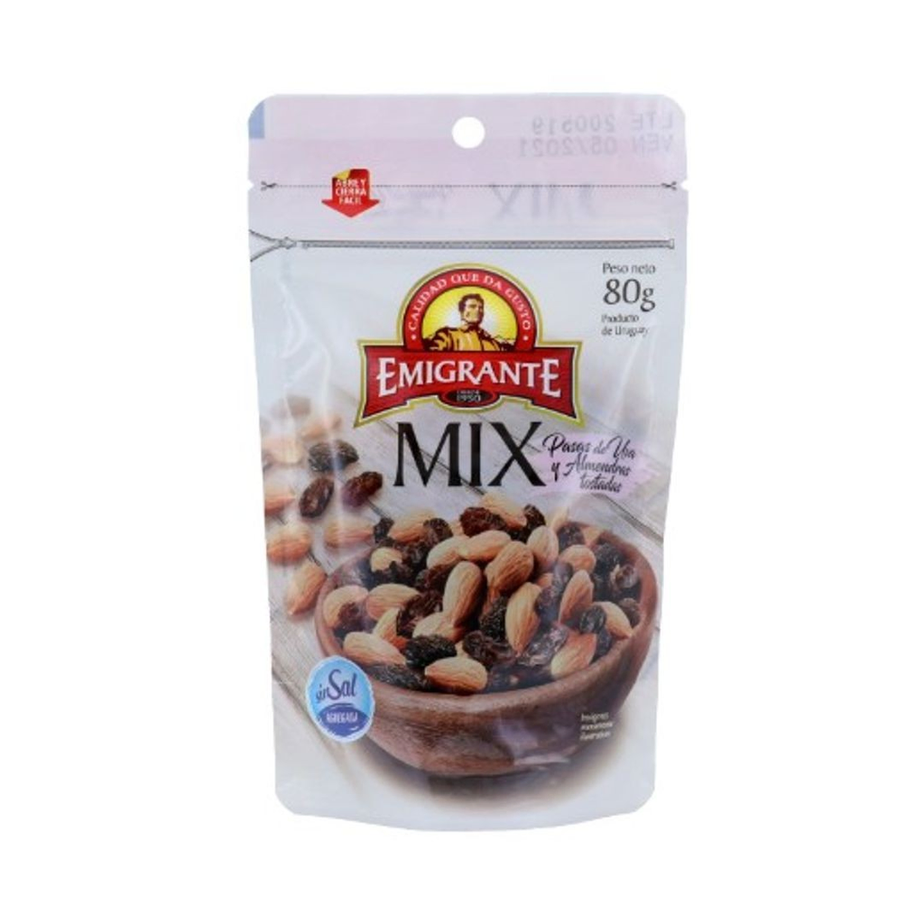 Mix emigrante almendras + pasas 80 gr