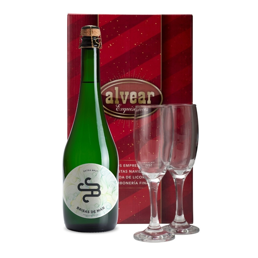 Espumante brisas de mar extra brut + 2 copas