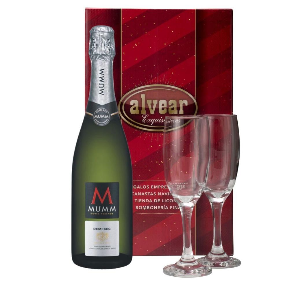 Espumante mumm demi sec + 2 copas
