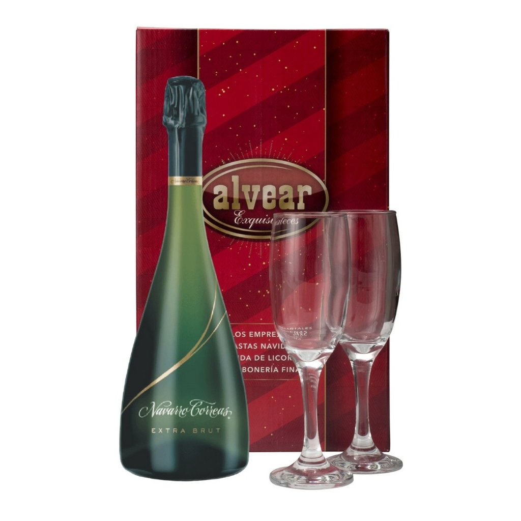 ESPUMANTE NAVARRO CORREA EXTRA BRUT + 2 COPAS