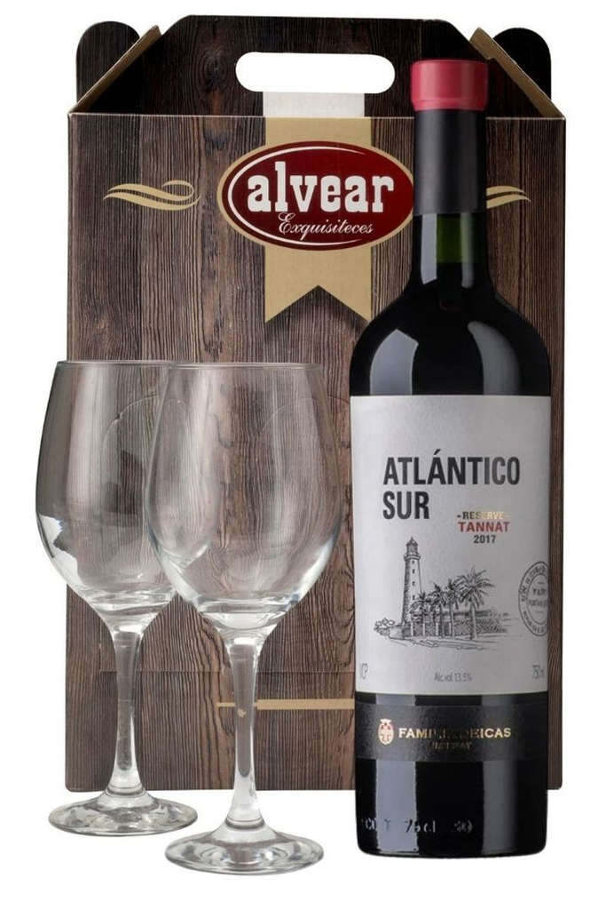 Vino atlantico sur + 2 copas