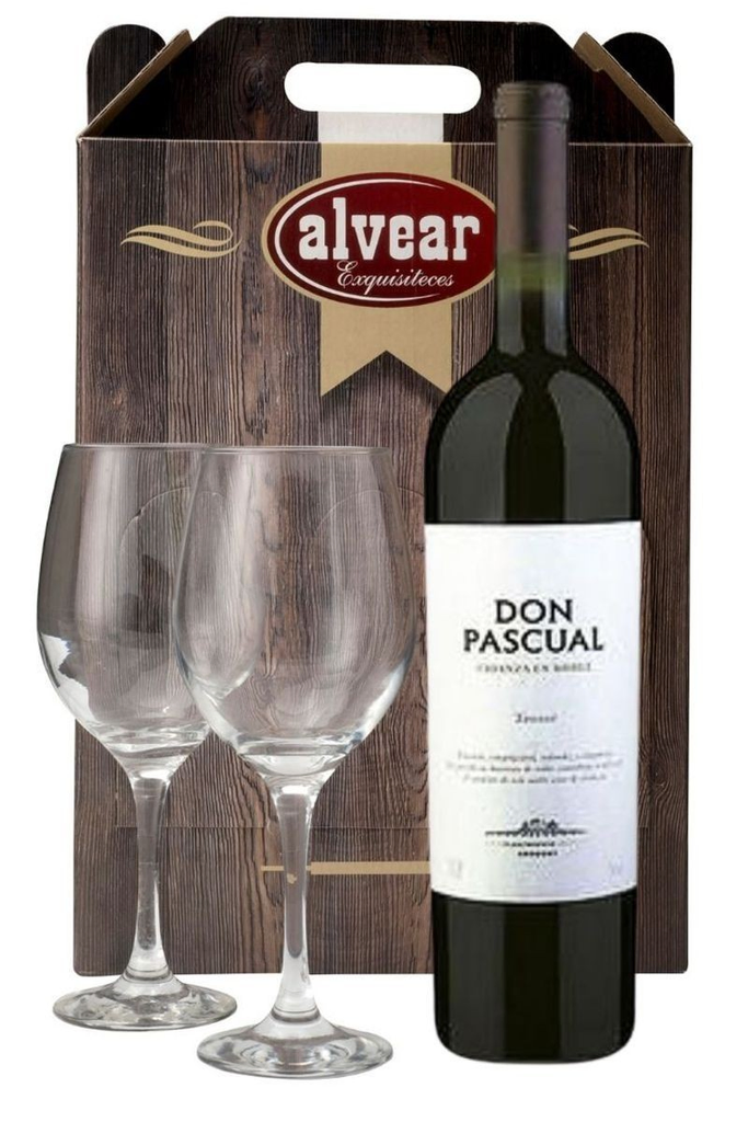 Vino don pascual roble + 2 copas