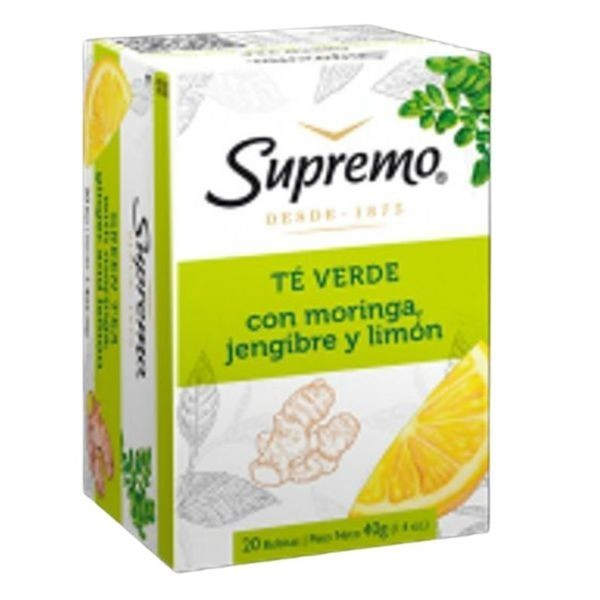 TE SUPREMO VERDE MORINGA LIMON JENGIBRE 20 SOBRES