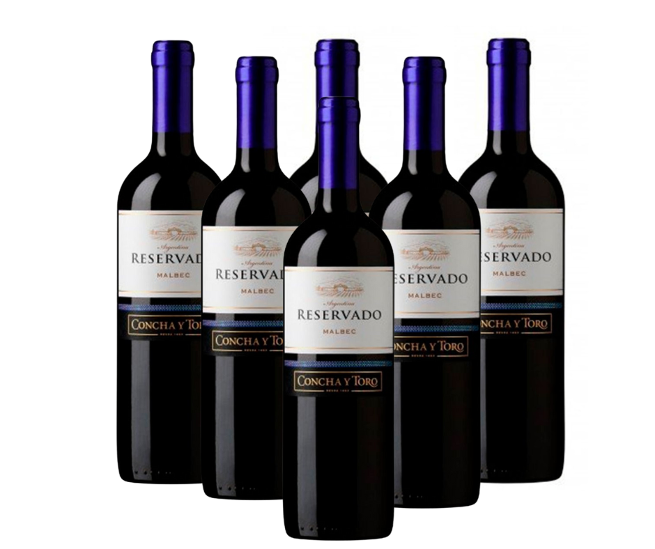 Vino concha y toro reservado malbec x 6