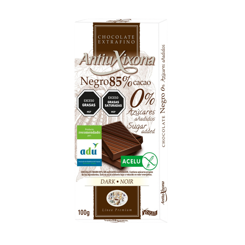 Tableta antiuxixona negro 85% sin azucar 100 gr