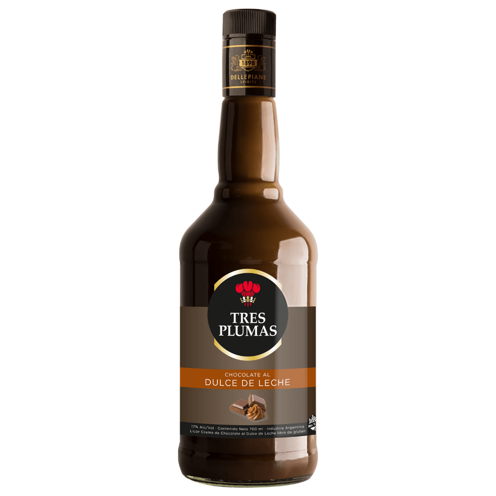 LICOR DE CHOCOLATE Y DULCE DE LECHE TRES PLUMAS 700 ML