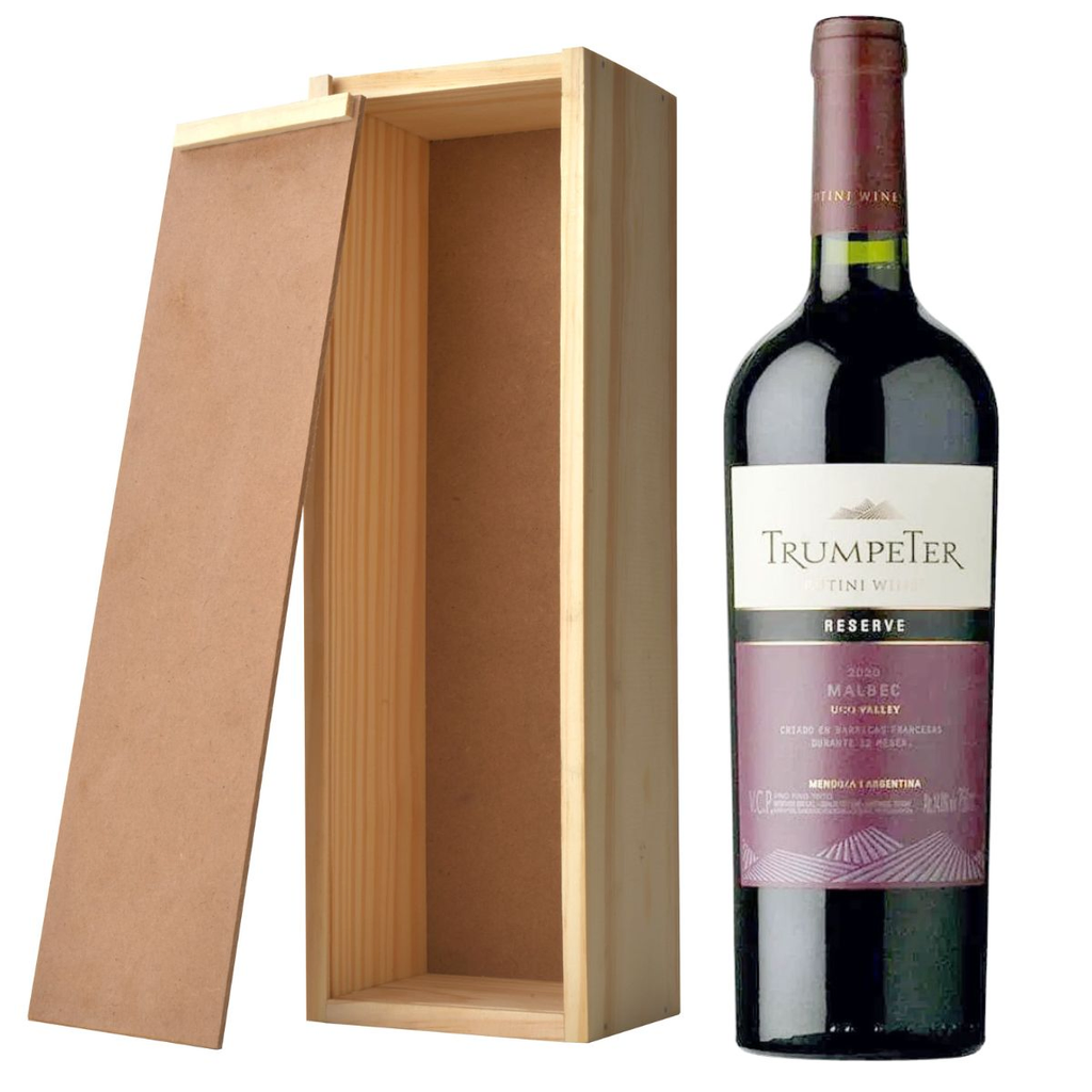 Vino trumpeter reserva en caja de madera