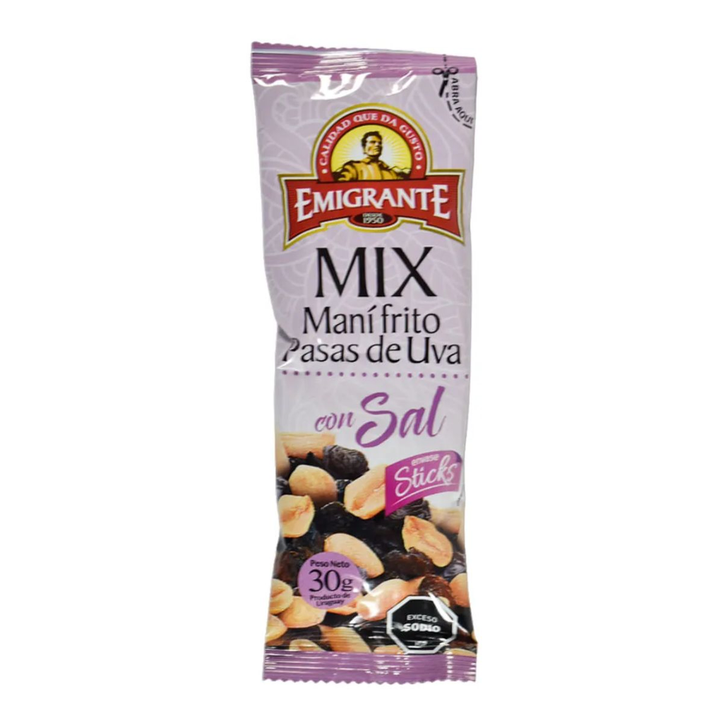 Mix emigrante mani + pasas con sal 30 gr
