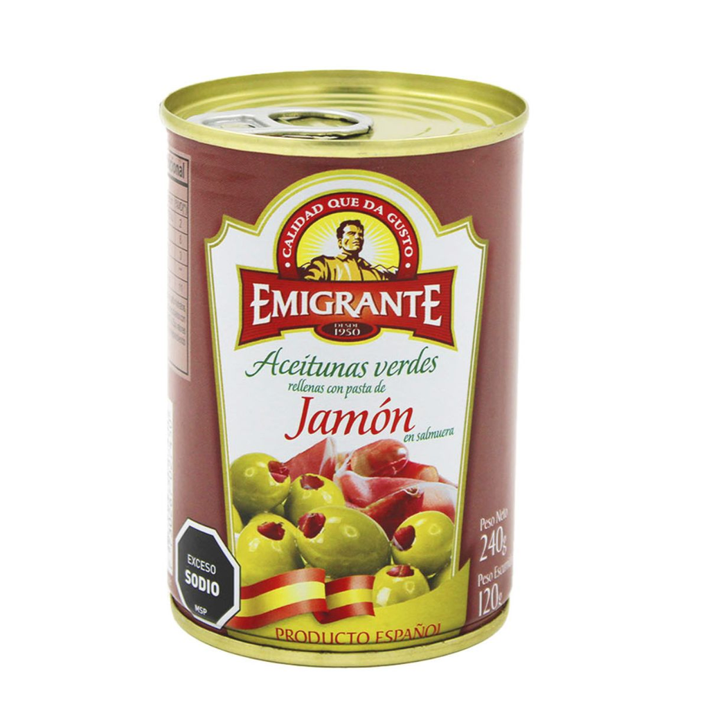 ACEITUNAS EMIGRANTE JAMON 240 GR - Imagen principal