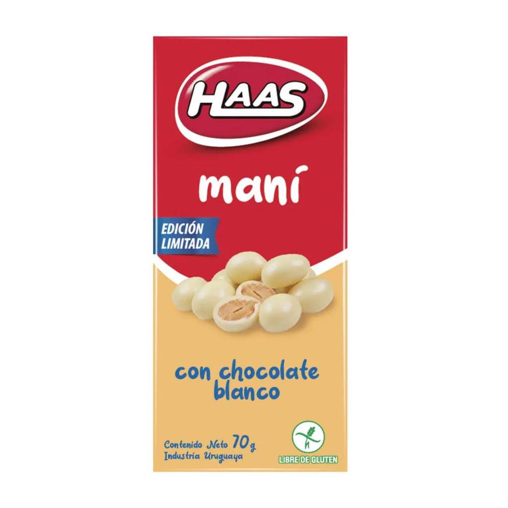 Mani haas con chocolate blanco 70 gr