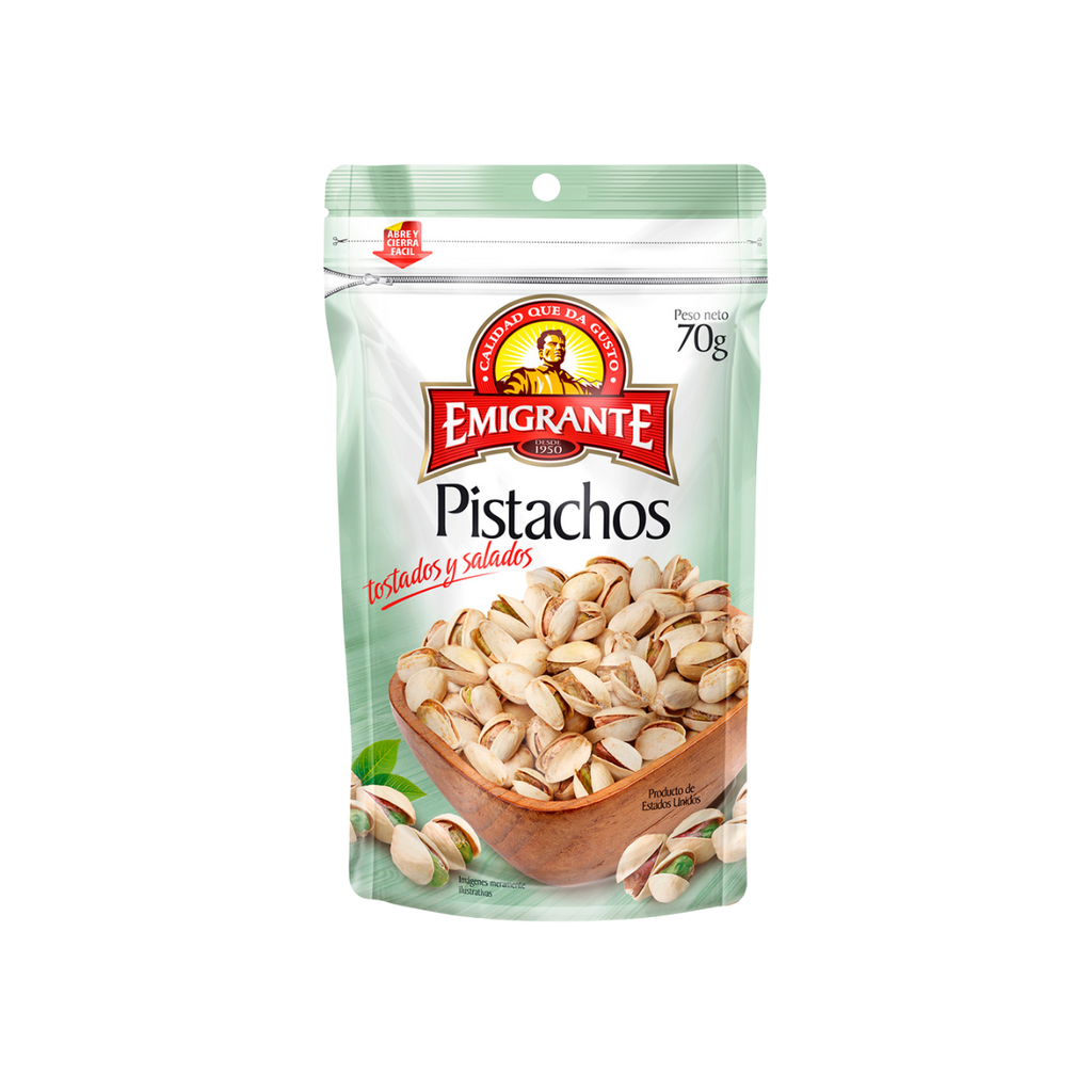 PISTACHOS EMIGRANTE TOSTADOS Y SALADOS 70 GR DOY PACK - Imagen principal