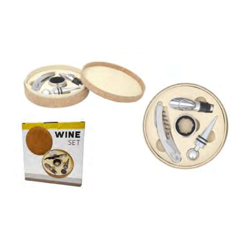 SET PARA VINO 4 PIEZAS REDONDO