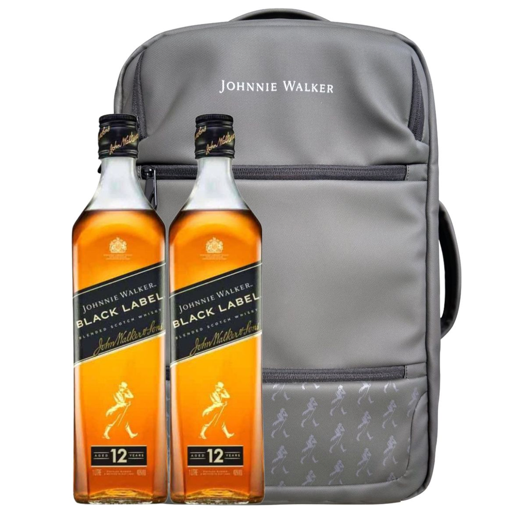 WHISKY JOHNNIE WALKER BLACK 1 LT X 2 + MOCHILA