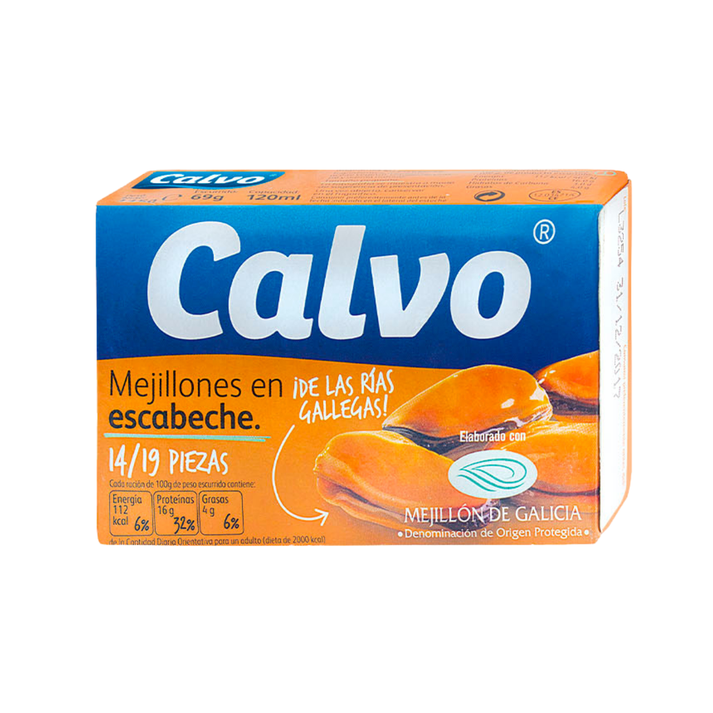 MEJILLONES CALVO EN ESCABECHE 120 GR - Imagen principal