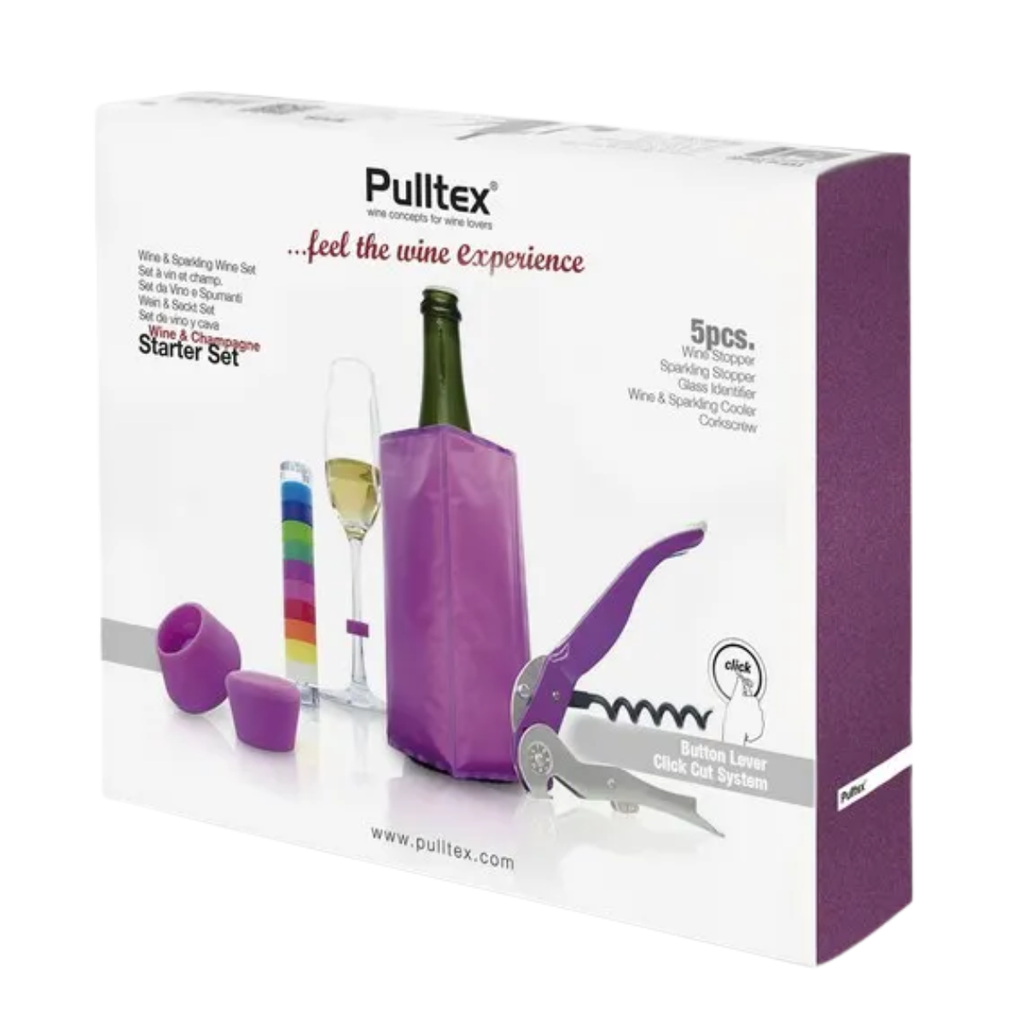 SET PARA VINO Y CHAMPAGNE 5 PIEZAS VIOLETA PULLTEX