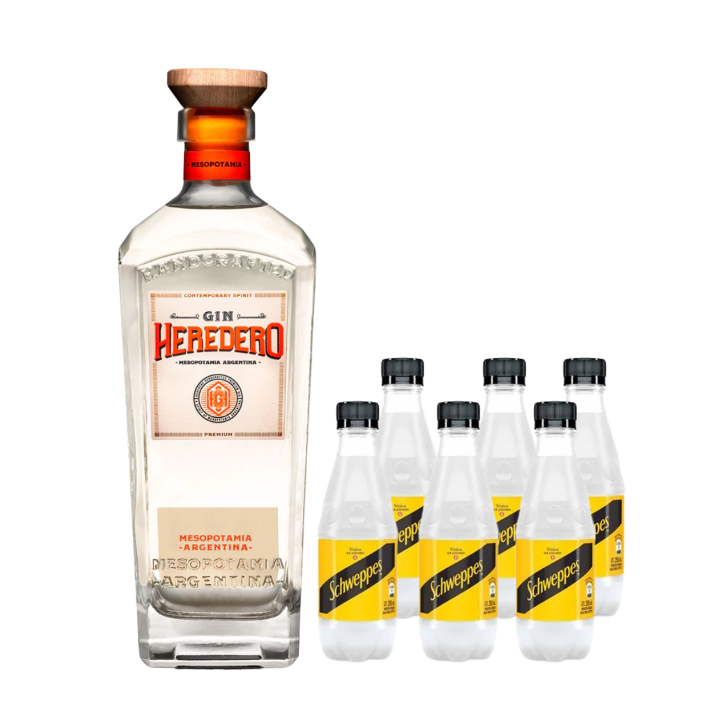Gin Heredero Tangerine 700 ml + 6 Schweppes Tonica Sin Azucar 250 ml
