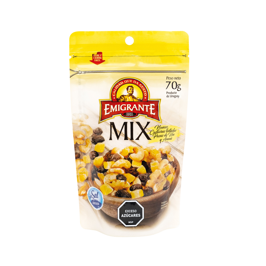 Mix emigrante nuez, castañas, pasas, anana sin sal 70 gr - Imagen principal
