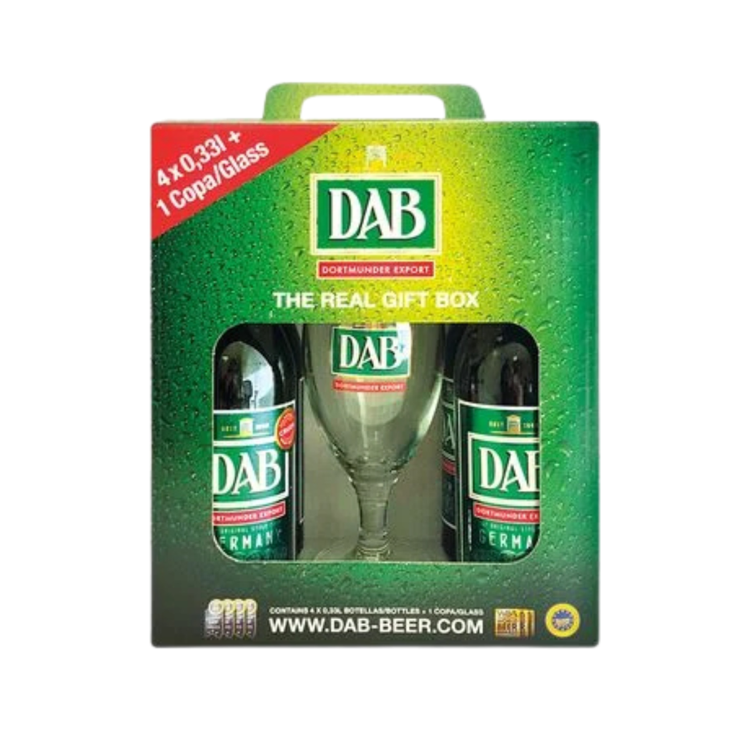CERVEZA DAB 4 BOTELLAS 330 ML + COPA 