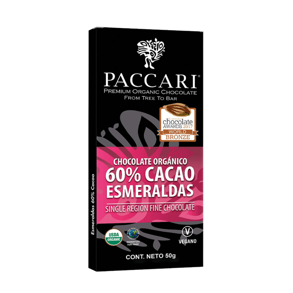 TABLETA PACCARI 60 % CACAO ESMERALDA 50 GR - Imagen principal