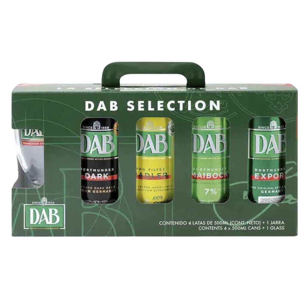 CERVEZA DAB 4 LATAS 500 ML + COPA
