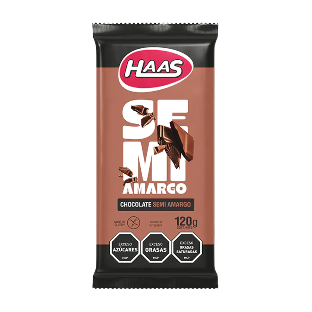 TABLETA HAAS SEMI AMARGO 120 GR