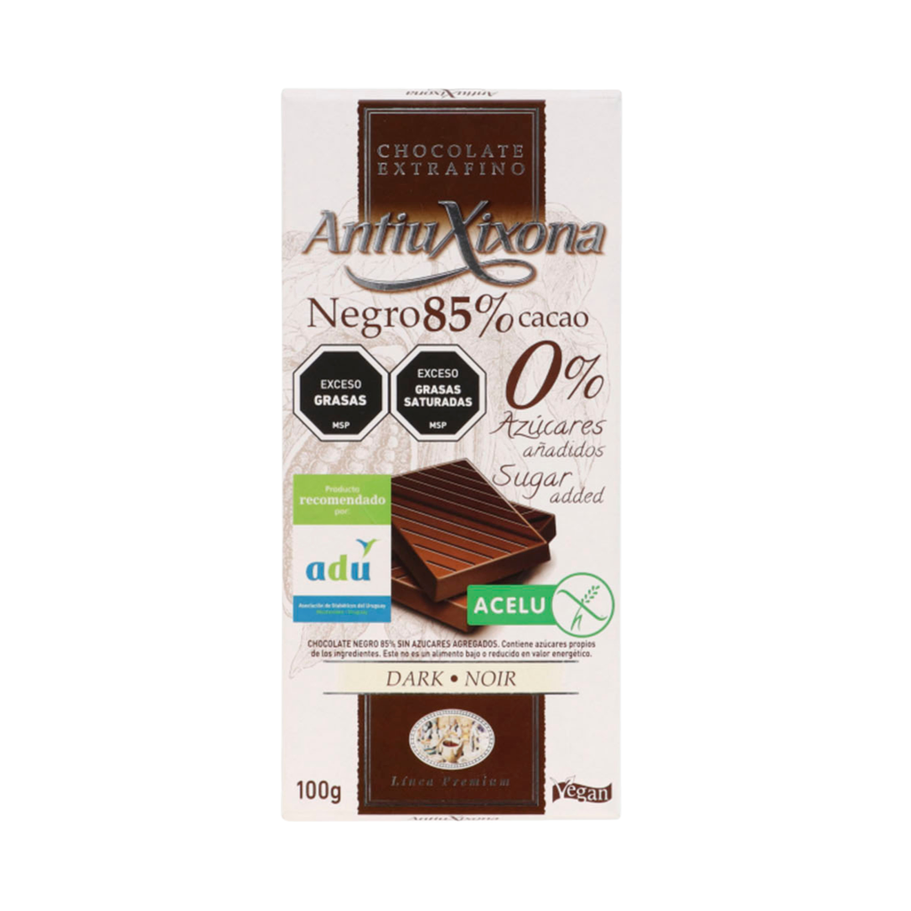TABLETA ANTIUXIXONA DARK 85 % SIN AZUCAR 100 GR