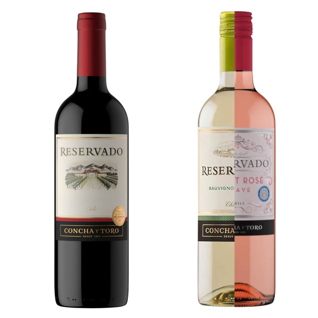 VINO RESERVADO CONCHA Y TORO TINTO + BLANCO O ROSADO
